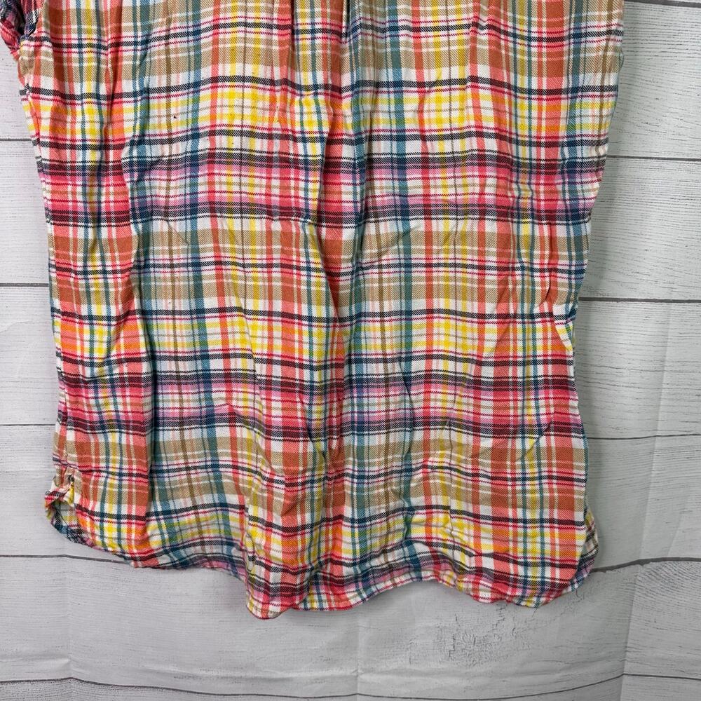 Gap Womens Medium Drapey Popover Pink Plaid Sleeveless Button Henley Blouse Top - Picture 6 of 9